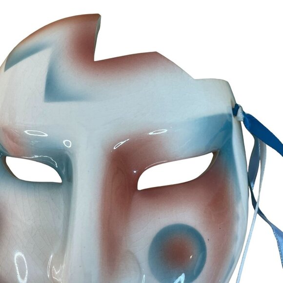 Vintage 80s Ceramic Mask Geometric Post Modern Celebrations Boston Gift Shop - Picture 5 of 9